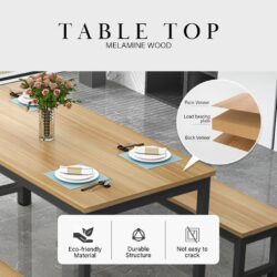 Dining Table With 2 Bench Set / Contemporary Simple Rectangular/ set meja makan / meja set kanteen - Image 5