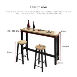 120cm or 160cm x 40cm Bar Table & 2 High Bar Stool / Long Table/ console table - Image 6