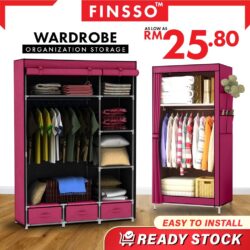 Wardrobe with drawer Almari Baju laci/ Rak Baju / Almari Kain murah / wardrobe - Image 2