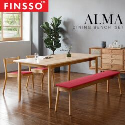 120 x 60 cm ALMA Muji Style Solid Rubber Wood Dining Set / Solid Wood Table High Quality - Image 9