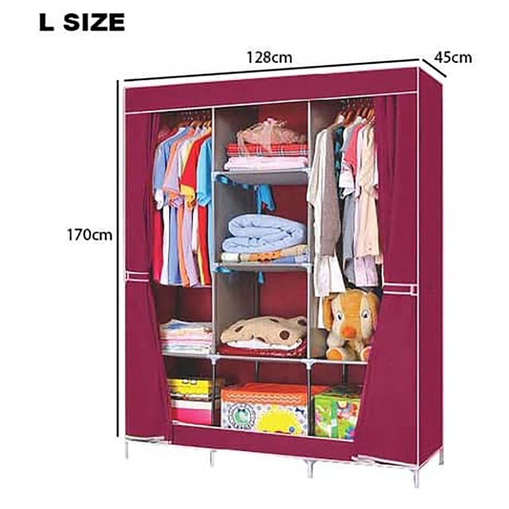 Wardrobe L Size / Almari Baju Rak Baju Clothes Organization Storage Rack Cabinet - Image 7