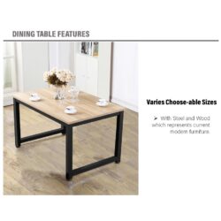 CONTEMPORARY White/Black Steel Rectangular Design Dining Table - Image 3