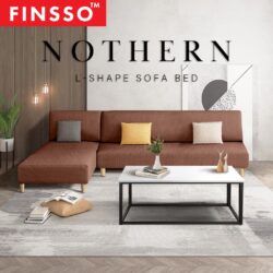210CM Kingsley L Shape Sofa / 4 Seater Foldable Sofa Bed / Sofa Murah with Canvas fabric with 1 Year Warranty - Image 2