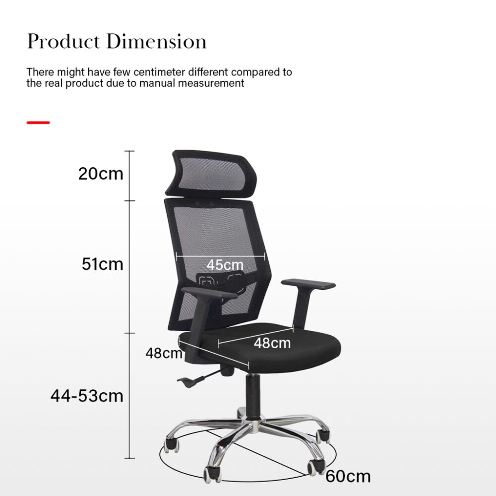 WHYTE Med Back Mesh Swivel Office Chair With Large Headrest Kerusi Pejabat / 办公椅 - Image 7