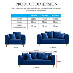 Heyden Velvet Fabric Post Modern Chesterfield Luxury Sofa Set - Image 8