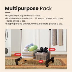Garment Rack Cloth Hanger And Organizer Wheel Single Pole Hanger Cloth Laundry Dryer Rack - Image 3
