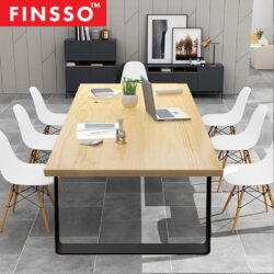 Nazis Solid Rubber Wood Meeting Table Set With 6 Eames Chairs - Image 2