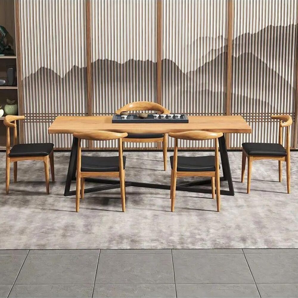 MODERN DINING / MEETING /STUDY TABLE With Black Steel - Image 3