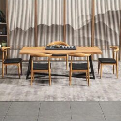 MODERN DINING / MEETING /STUDY TABLE With Black Steel - Image 3