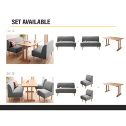 Muji Style Felix Canvas Sofa Set with Solid Wood Table Restaurant sofa / Wooden Sofa / Cafe sofa - Image 4