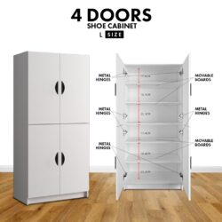 4 door Multifunction Snow Series Shoe Rack / Almari Buku / Shoe Cabinet / Almari Kasut / Wardrobe - Image 7