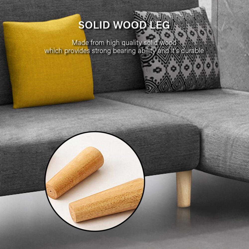 210CM Kingsley L Shape Sofa / 4 Seater Foldable Sofa Bed / Sofa Murah with Canvas fabric with 1 Year Warranty - Image 6