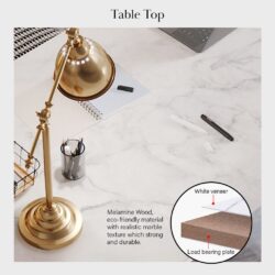 120CM/140CM/160CM Denver Marble Texture Study Table/ Working Office Table/MEJA - Image 7