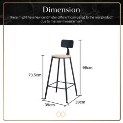 Orea Bar Stool High Foot Round Bar Stool With Backrest - Image 4
