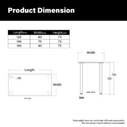 CONTEMPORARY White/Black Steel Rectangular Design Dining Table - Image 4