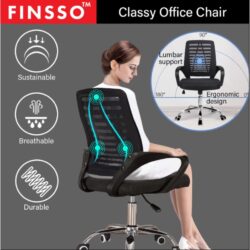 Office Chair With HeadRest - Classy Large Mid-Back Height Adjustable Mesh Cloth - Image 2