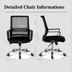 Swanky Breathable Mesh Mid-back Swivel Office Chair - Black Saddle - Image 7