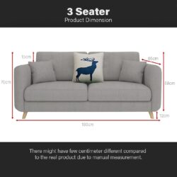 ROSELYN 3 Seater Sofa Home Living Room Furniture - FREE STOOL - Image 8