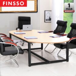 180cm x 120cm x 73 cm 6-8 Person Frame Boat Shaped Office Meeting Table Black Frame - Image 2