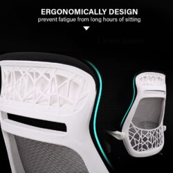 Office Chair With Leg Rest - Fagelbo Black / White Frame Designer High Mesh Back - Image 4