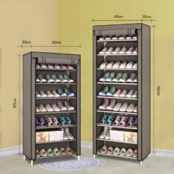 Multi Shoe Rack 8& 10 Tiers Curtain Wardrobe Rak Kasut - Image 7