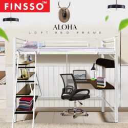 Aurora Loft Single Metal Bed Frame with Study Table & Book Shelves - Image 2