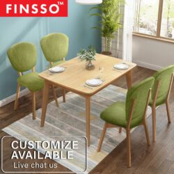 Ganda Rubber Solid Wood Dining Table Set With 4 Chairs/ meja makan/ 餐桌 - Image 2