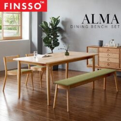 120 x 60 cm ALMA Muji Style Solid Rubber Wood Dining Set / Solid Wood Table High Quality - Image 2