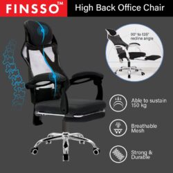 Mesh High Back Reclining Lock Office Chair With Hidden Leg Rest - Kerusi Pejabat - Image 2