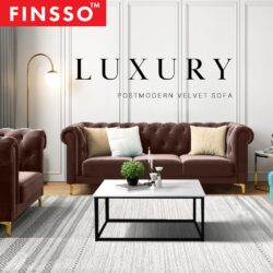 Hernanzo 20 Velvet Fabric Post Modern Chesterfield Luxury Sofa Set - Image 2
