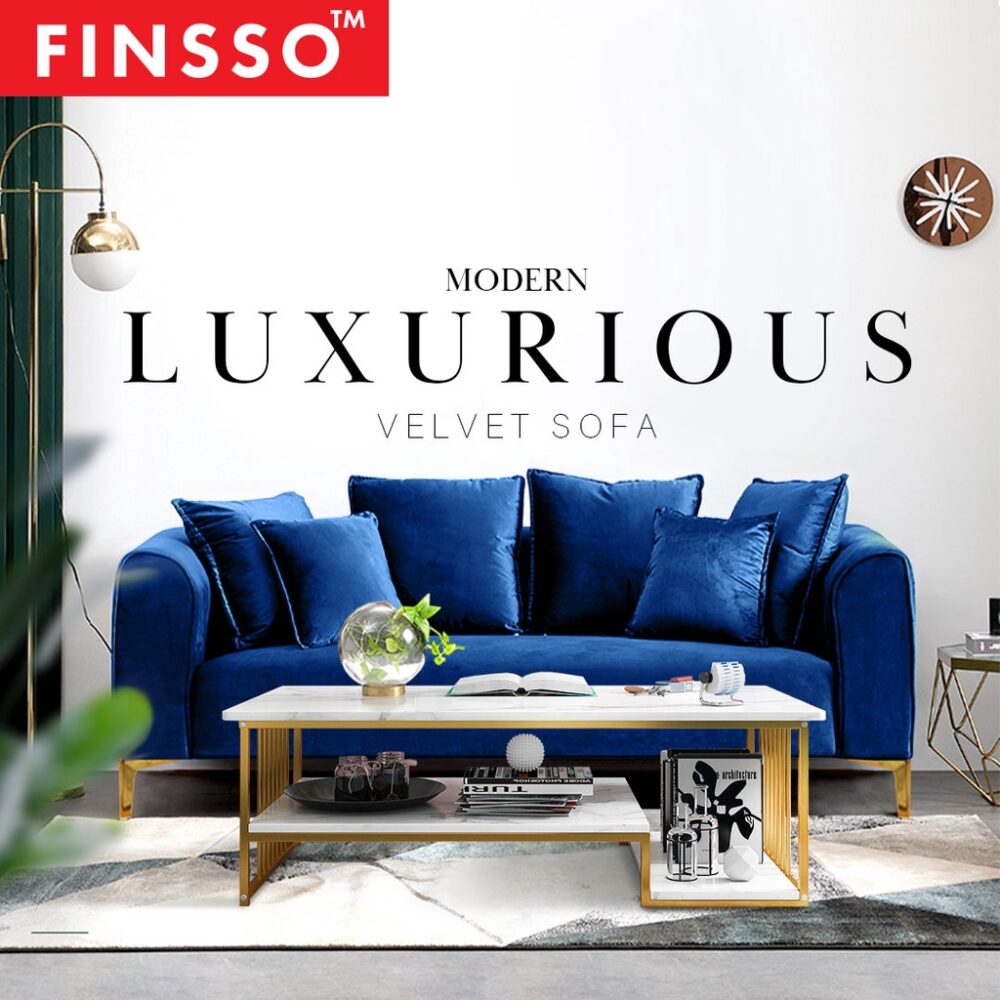Heyden Velvet Fabric Post Modern Chesterfield Luxury Sofa Set