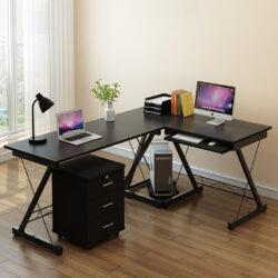 DAVENPORT Classic Workspace L Shape Table with Keyboard Tray - Image 3