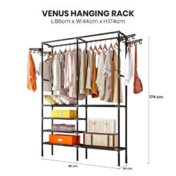 VENUS EXTRA LARGE SIZE JAPANESE STYLE CLOTH HANGER ORGANIZER WARDROBE / Almari Baju / Rak Baju - Image 4