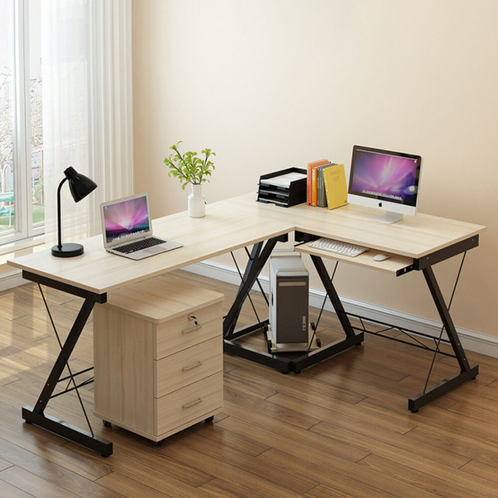 DAVENPORT Classic Workspace L Shape Table with Keyboard Tray - Image 2