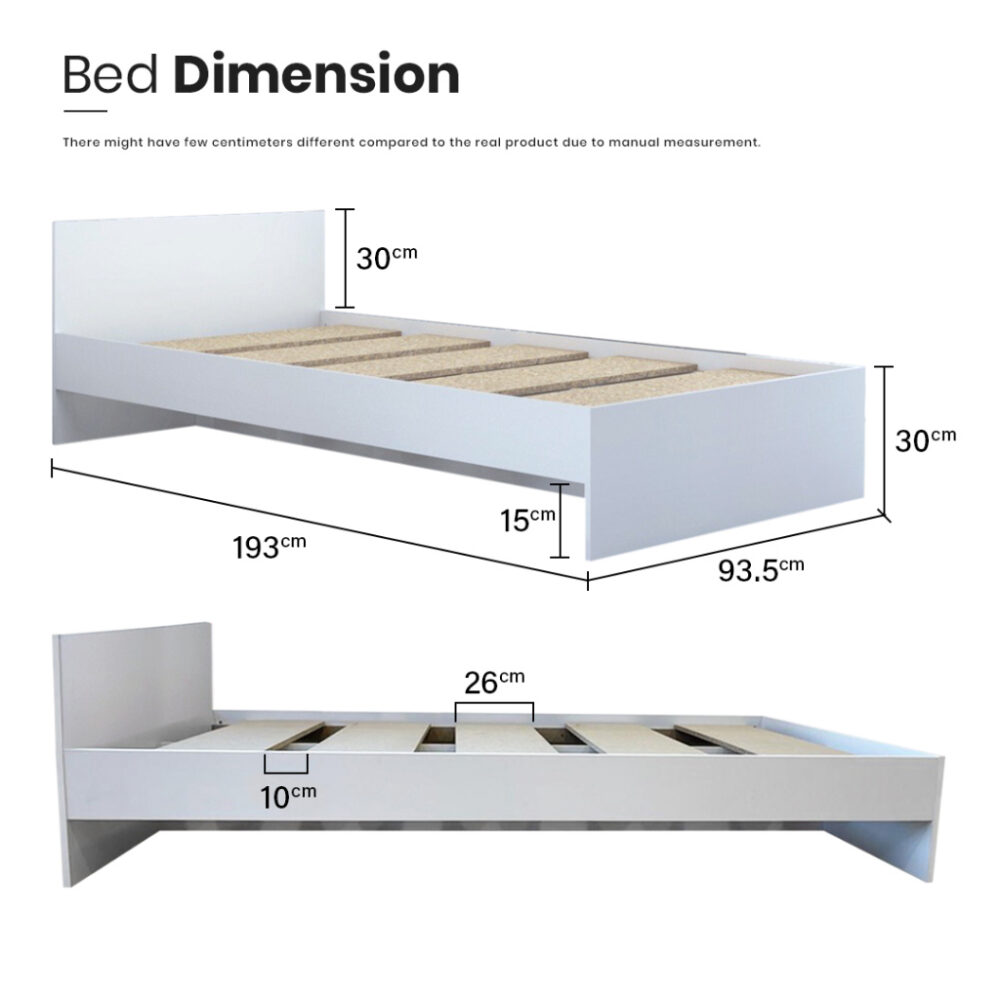 Snow Wooden Single Bed Frame With Headboard / katil bujang / katil / Single bed Frame - Image 5