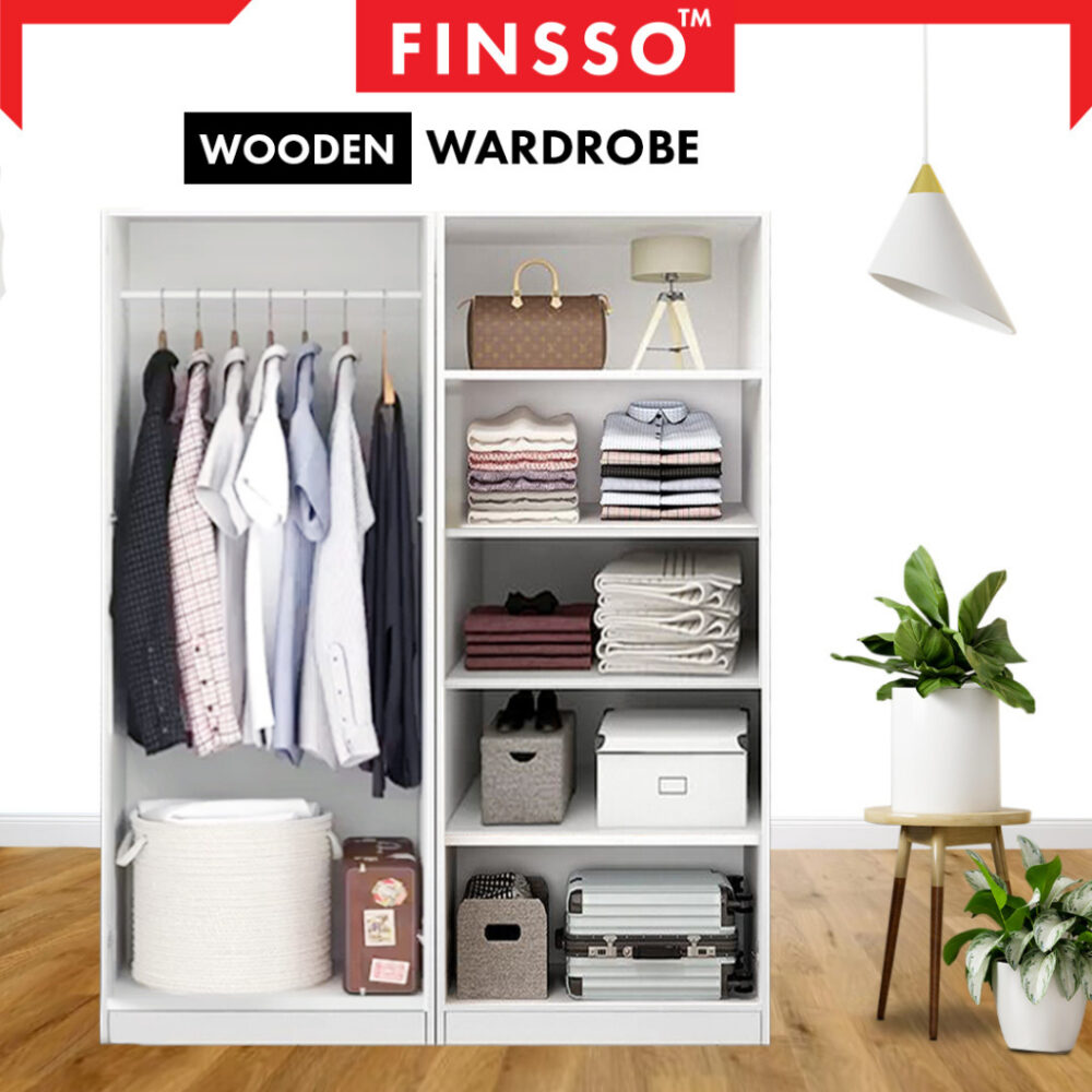 2IN1 Design  2 Door 5 Tier with Tudung Hanging Wooden Wardrobe /Almari Baju (2 Cara Pasang, 2 Design in 1 Item) - Image 6