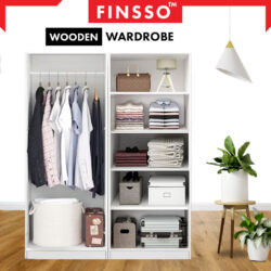 2IN1 Design  2 Door 5 Tier with Tudung Hanging Wooden Wardrobe /Almari Baju (2 Cara Pasang, 2 Design in 1 Item) - Image 6