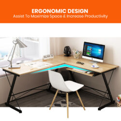 DAVENPORT Classic Workspace L Shape Table with Keyboard Tray - Image 4