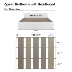 SNOW SERIES QUEEN SIZE WOODEN BED FRAME WITH HEADBOARD - Image 7