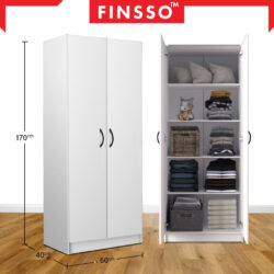 2IN1 Design  2 Door Wardrobe Cupboard Storage Cabinet Baju Almari 2 pole (2 Cara Pasang, 2 Design in 1 Item) - Image 9
