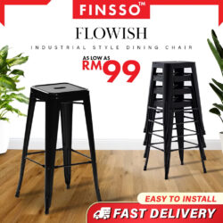 Prestoo Black Bar High Stool - Image 2