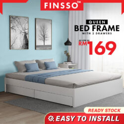 Bed Frame With 2 Storage Drawers with Headboard /Snow Series Queen Bed Frame with Headboard / Katil Queen drawer - Image 3