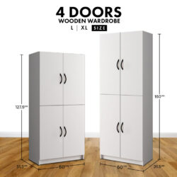 Multi Usage 2 Door & 4 Door Wooden Wardrobe / almari baju budak / almari Baju/ almari - Image 7