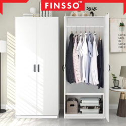 2IN1 Design  2 Door Wardrobe Cupboard Storage Cabinet Baju Almari 2 pole (2 Cara Pasang, 2 Design in 1 Item) - Image 2