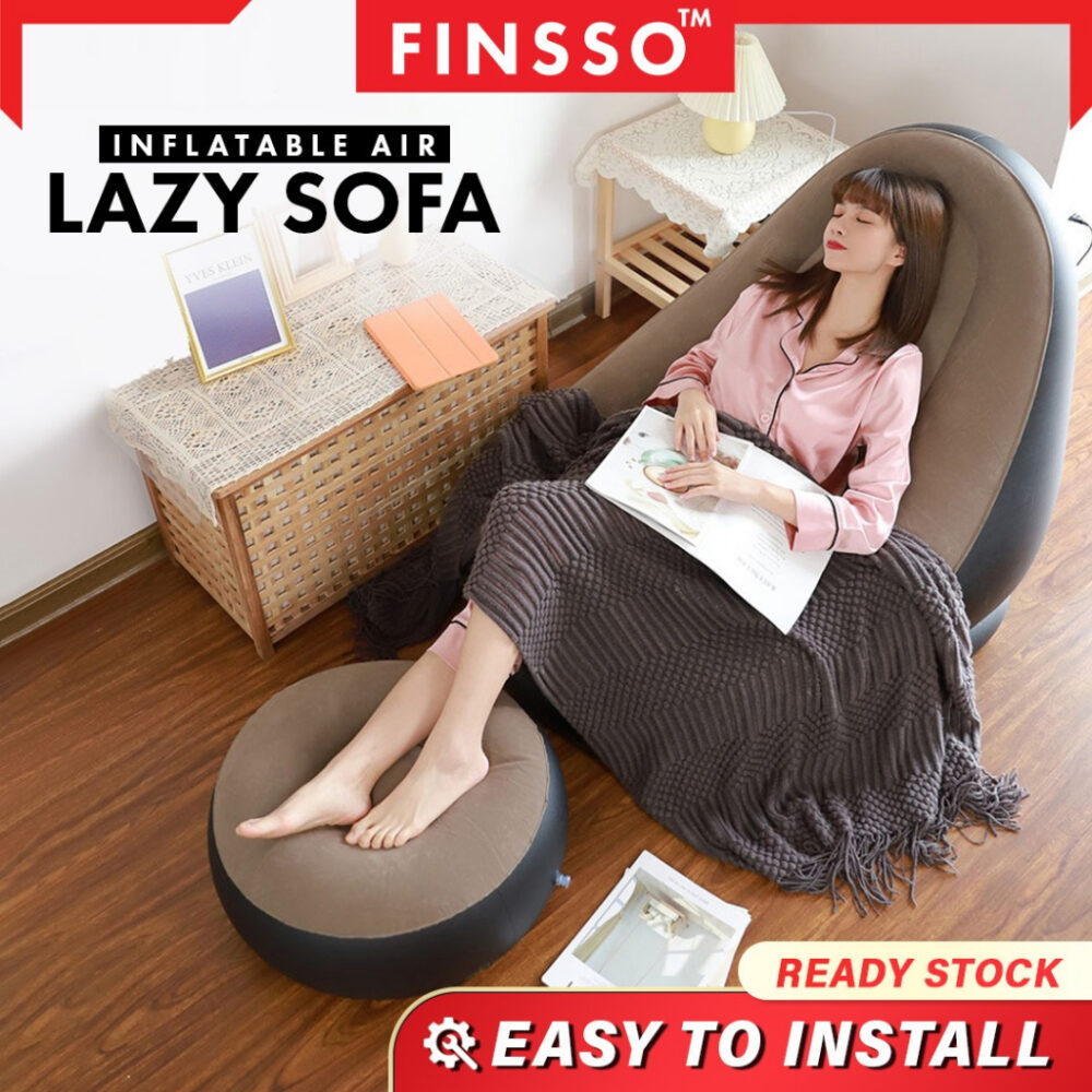 Inflatable Single Seater Comfy Air Sofa With Foot Lounge Stool