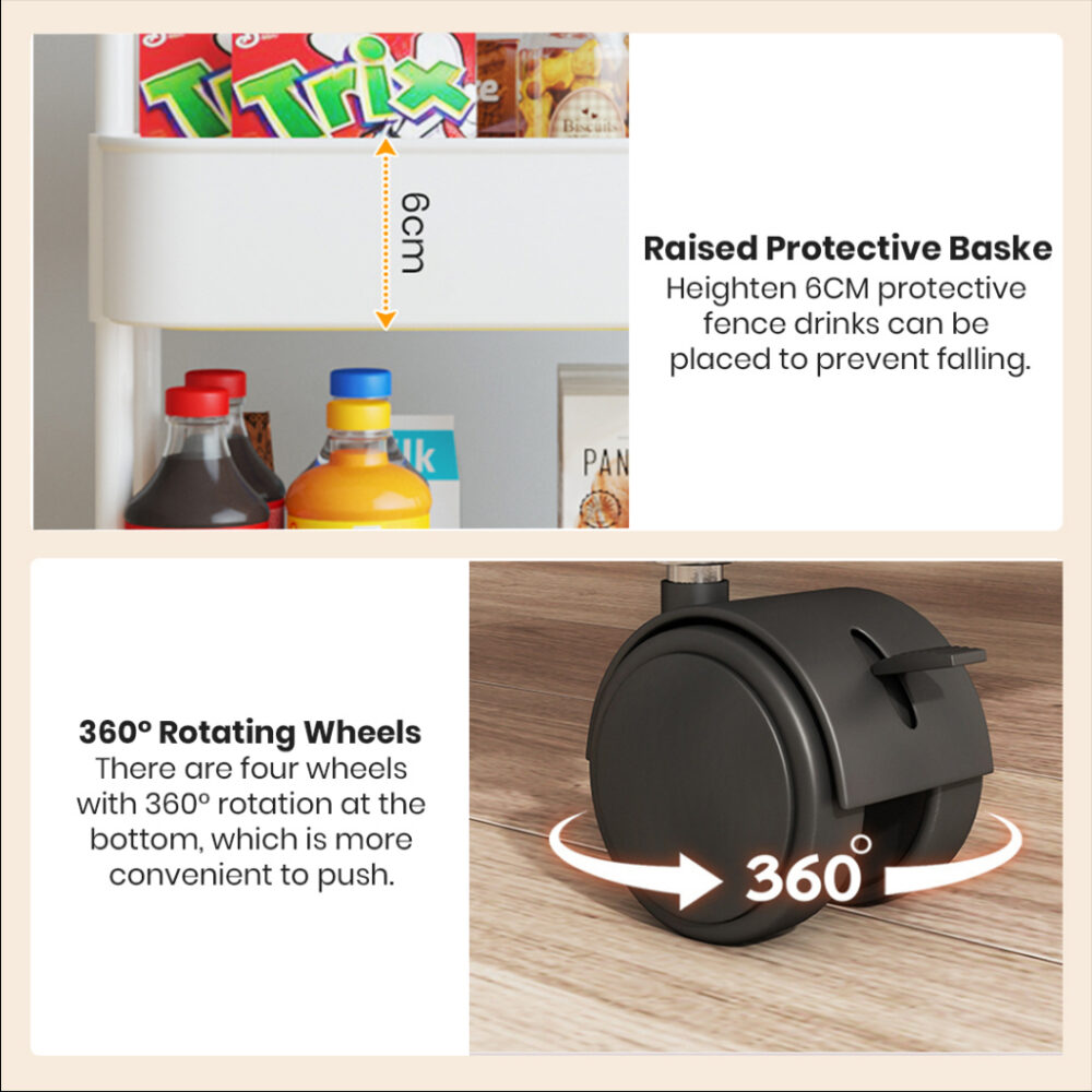 MORA 3 /4/5 Tier Multifunction Storage Trolley Rack Office Shelves/Shelving Toys / Troli Baby / Rak Dapur/ Troli - Image 7