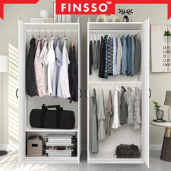 2IN1 Design  2 Door Wardrobe Cupboard Storage Cabinet Baju Almari 2 pole (2 Cara Pasang, 2 Design in 1 Item) - Image 7