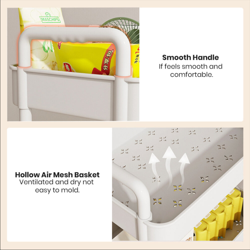 MORA 3 /4/5 Tier Multifunction Storage Trolley Rack Office Shelves/Shelving Toys / Troli Baby / Rak Dapur/ Troli - Image 6