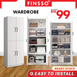 Multi Usage 2 Door & 4 Door Wooden Wardrobe / almari baju budak / almari Baju/ almari