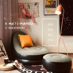 Inflatable Single Seater Comfy Air Sofa With Foot Lounge Stool - Image 6